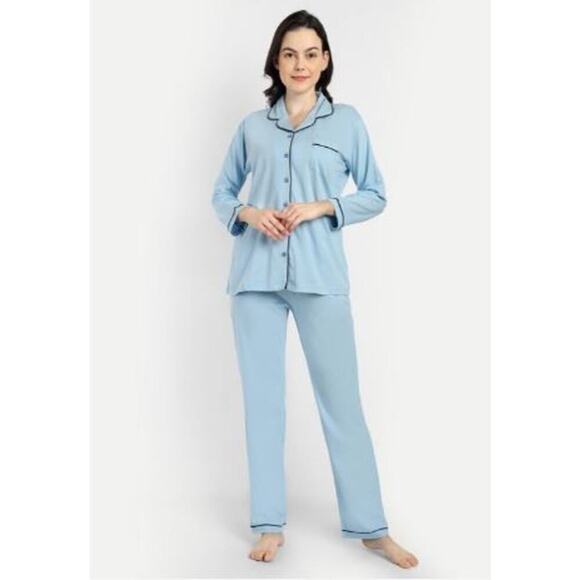 Chloe Kristyn Long Sleeve Button Up Pajama Suit Set Relaxed Fit Size X-Large NWT - Picture 1 of 12